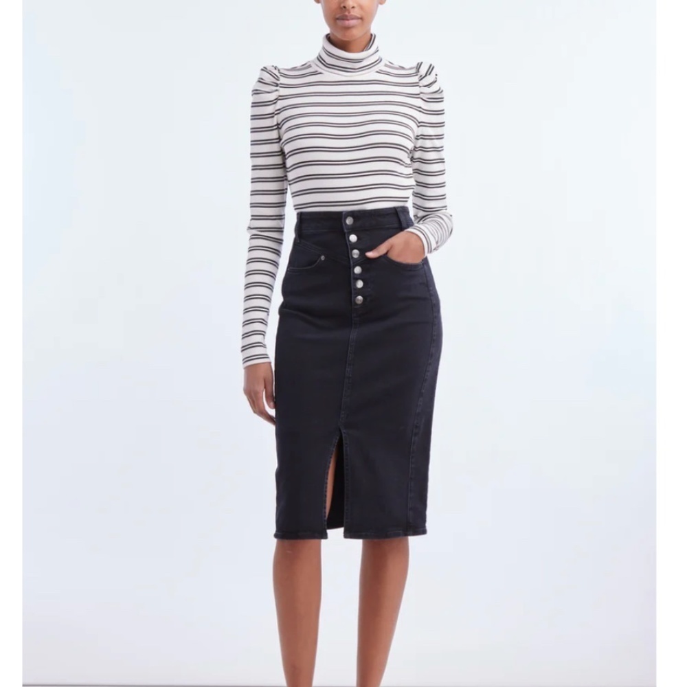 VERONICA BEARD Herron Denim Midi Pencil Skirt Washed Onyx Size 6